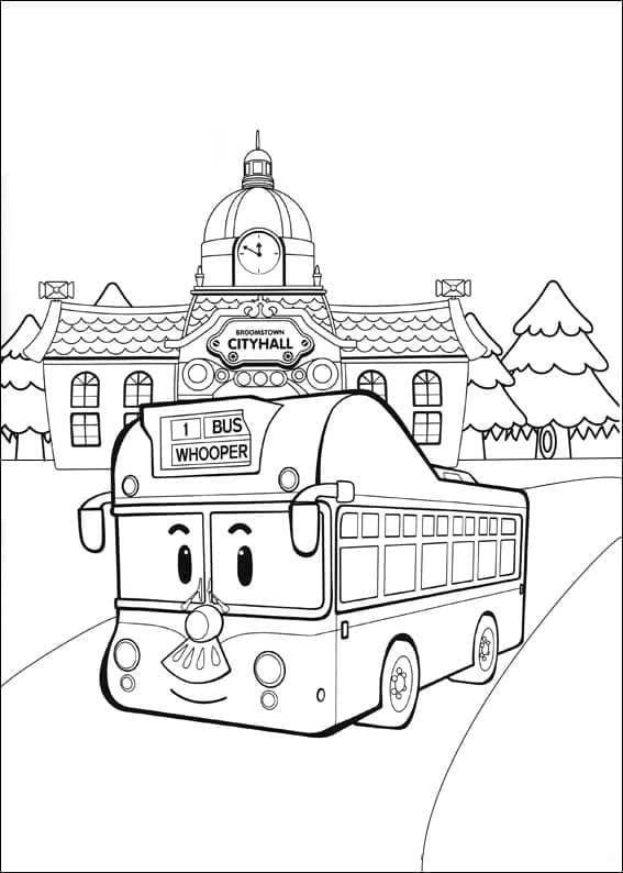 Robocar Poli boyama sayfası – basit çizim, kolay boyama