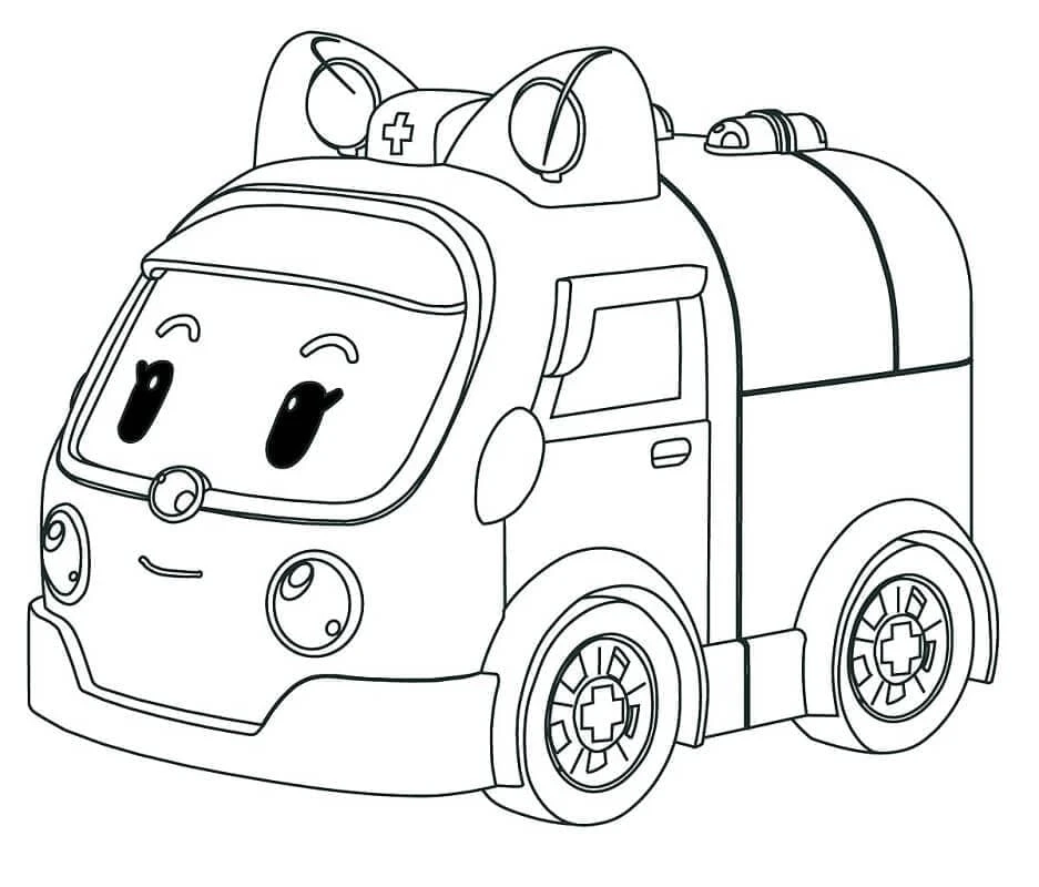 Robocar Poli boyama sayfası – renkli çizimler, okul öncesi
