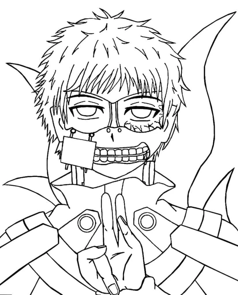 Kaneki Ken boyama sayfası – el becerilerini geliştirir, boyama çalışması
