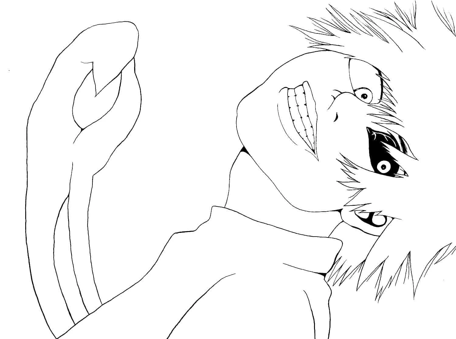 Kaneki Ken boyama sayfası – boyama çalışması, yaratıcılığı geliştirir