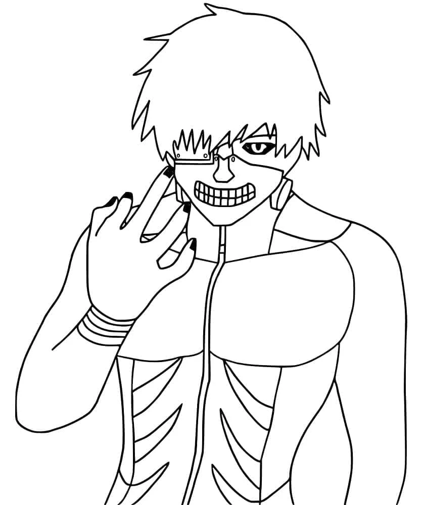 Kaneki Ken boyama sayfası – PDF indir, sevimli karakter