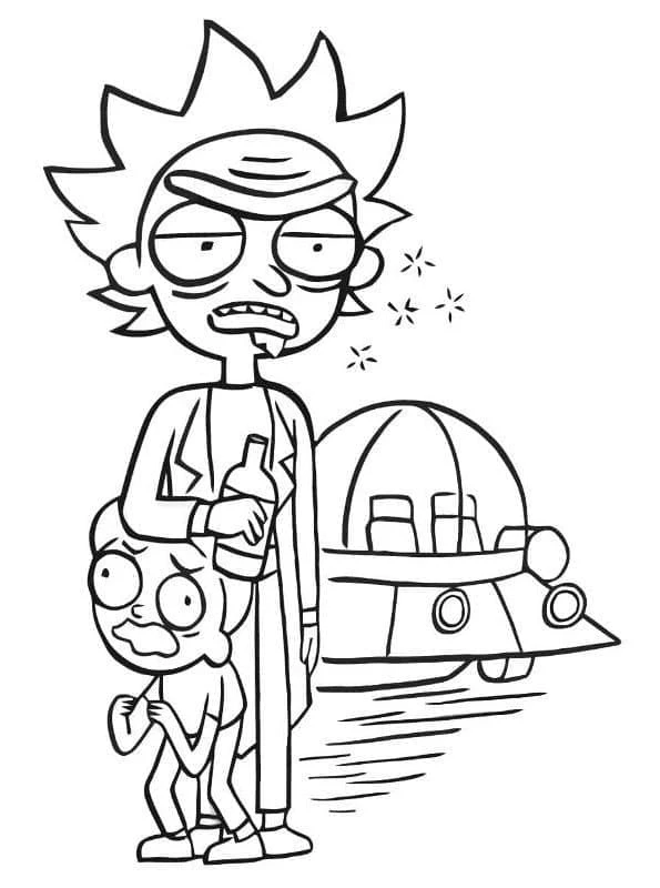 Rick And Morty boyama sayfası – sevimli karakter, sanatsal çalışma