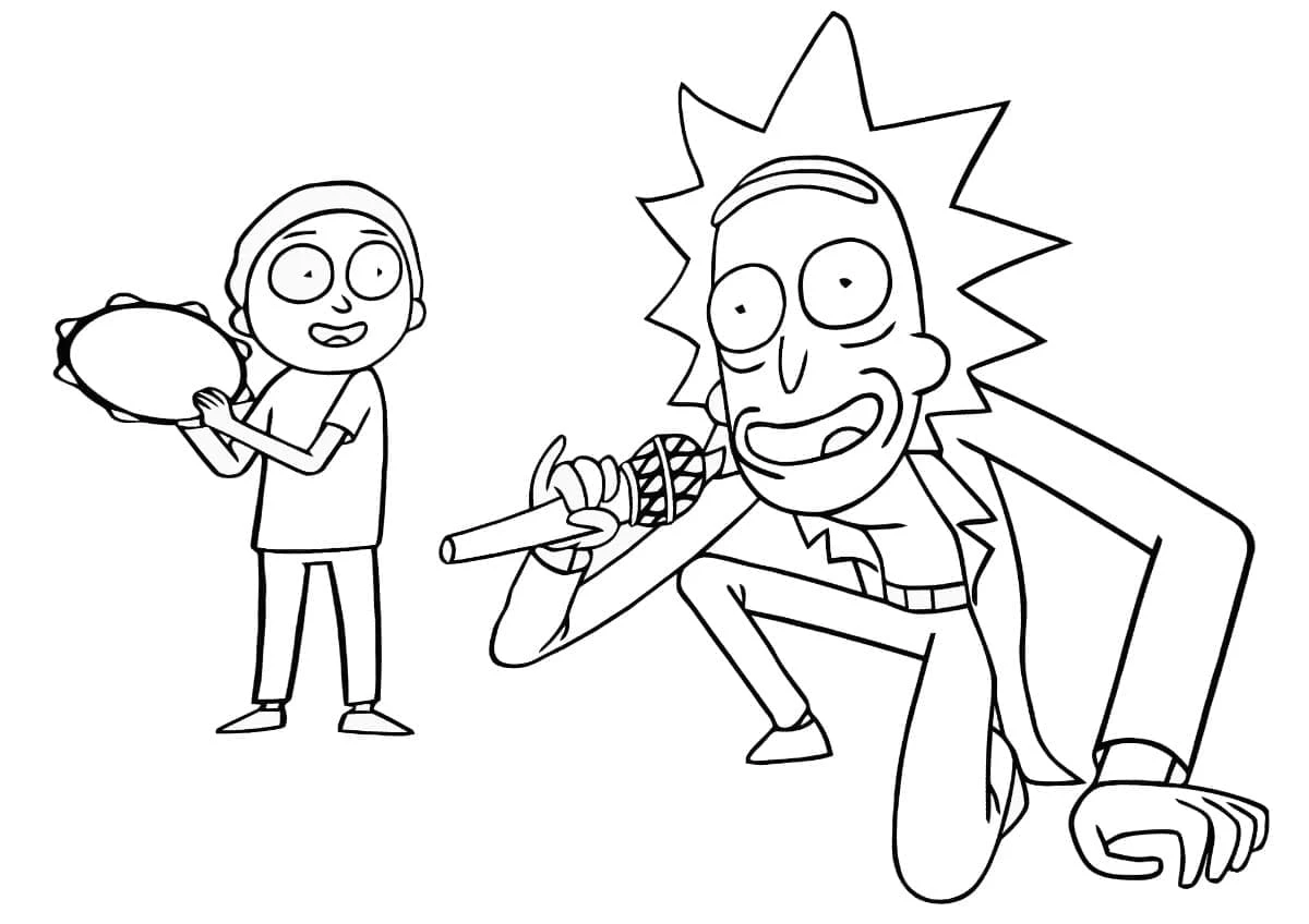 Rick And Morty boyama sayfası – el becerilerini geliştirir, boyama çalışması