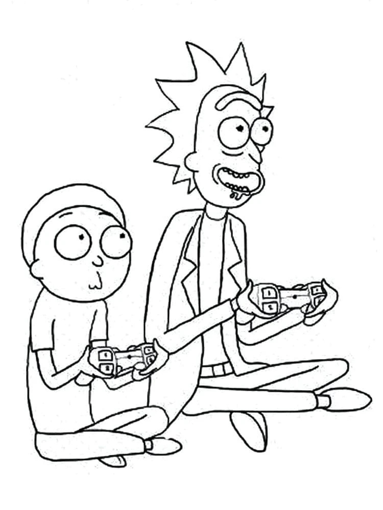 Rick And Morty boyama sayfası – basit çizim, kolay boyama