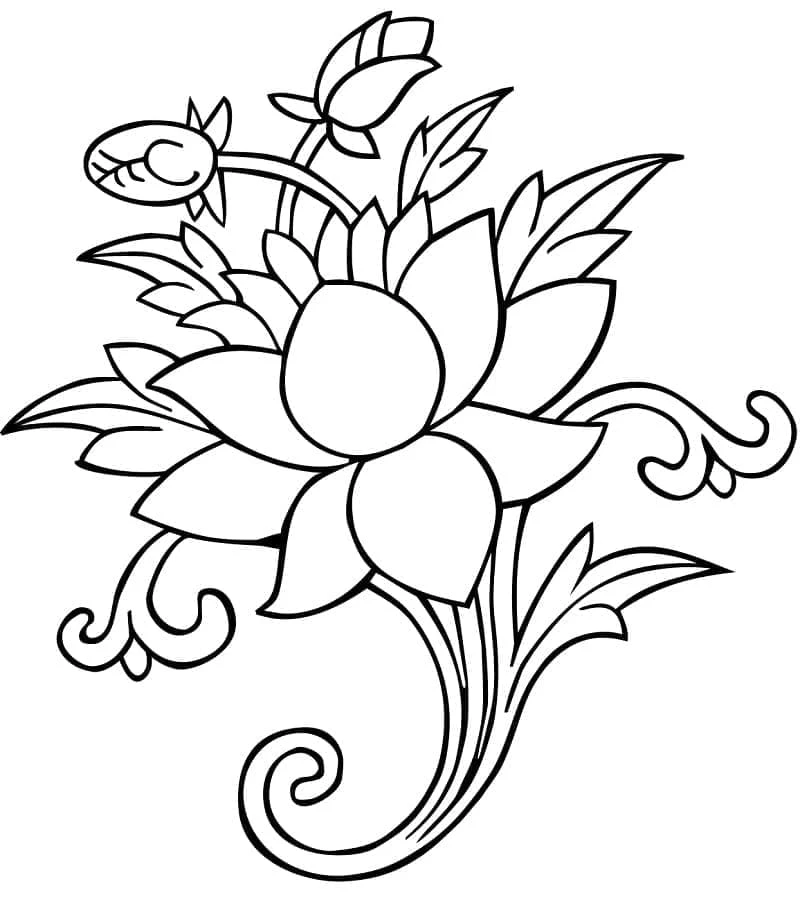 Lotus boyama sayfası – el becerilerini geliştirir, boyama çalışması