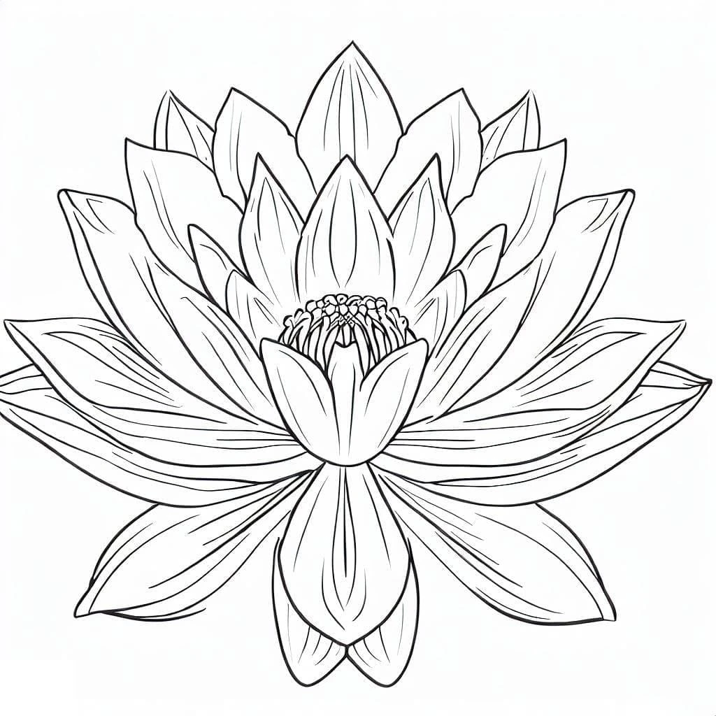 Lotus boyama sayfası – boyama çalışması, yaratıcılığı geliştirir