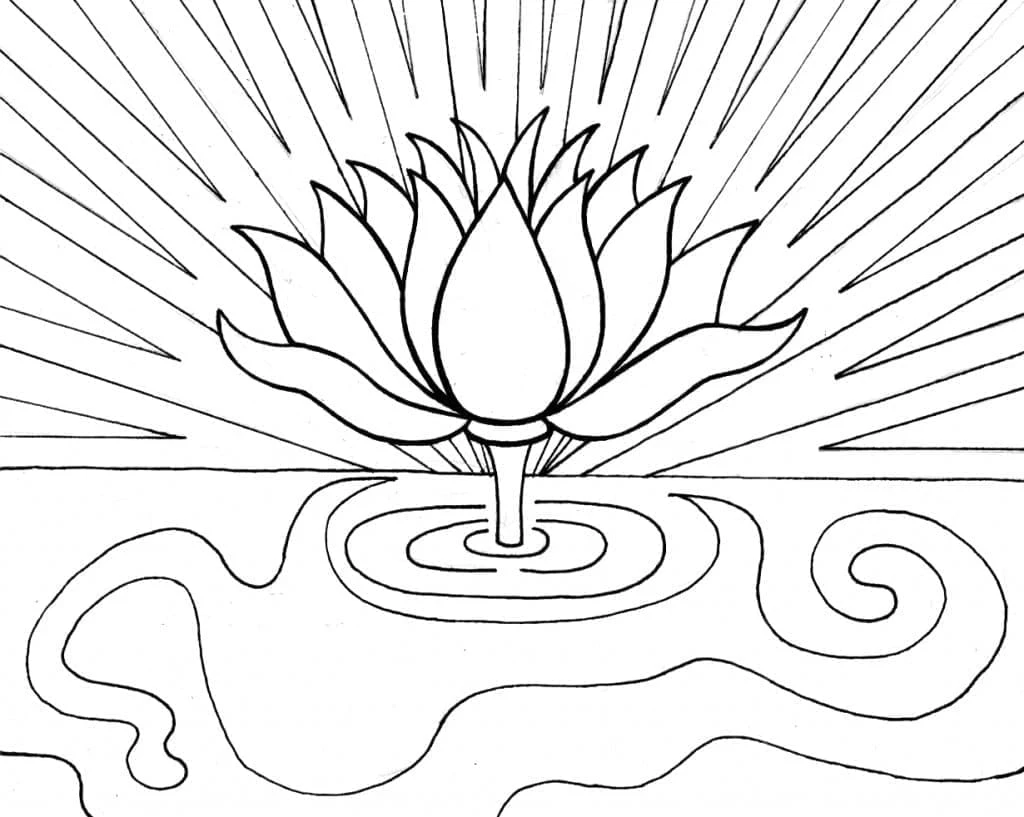 Lotus boyama sayfası – yaratıcılığı geliştirir, keyifli zaman