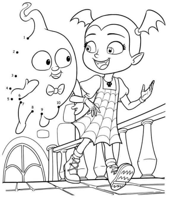 Vampirina boyama sayfası – basit çizim, kolay boyama