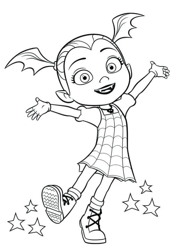 Vampirina boyama sayfası – basit çizim, kolay boyama