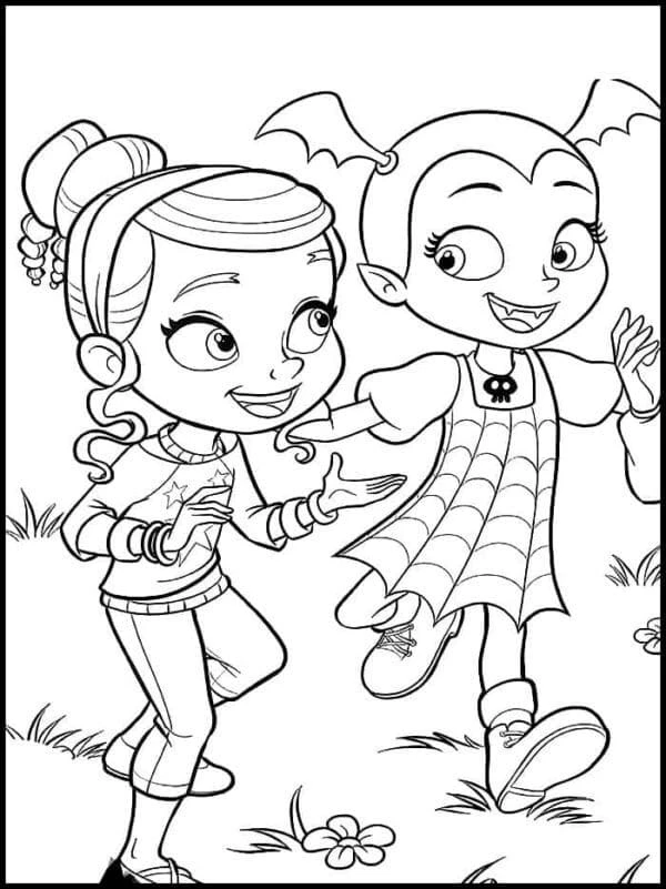 Vampirina boyama sayfası – basit çizim, kolay boyama