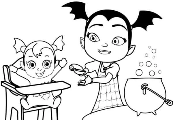 Vampirina boyama sayfası – sanatsal çalışma, çocuklar için