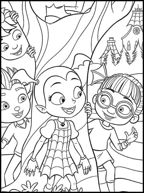 Vampirina boyama sayfası – basit çizim, kolay boyama