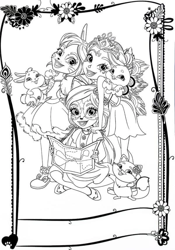 Enchantimals boyama sayfası – boyama çalışması, yaratıcılığı geliştirir