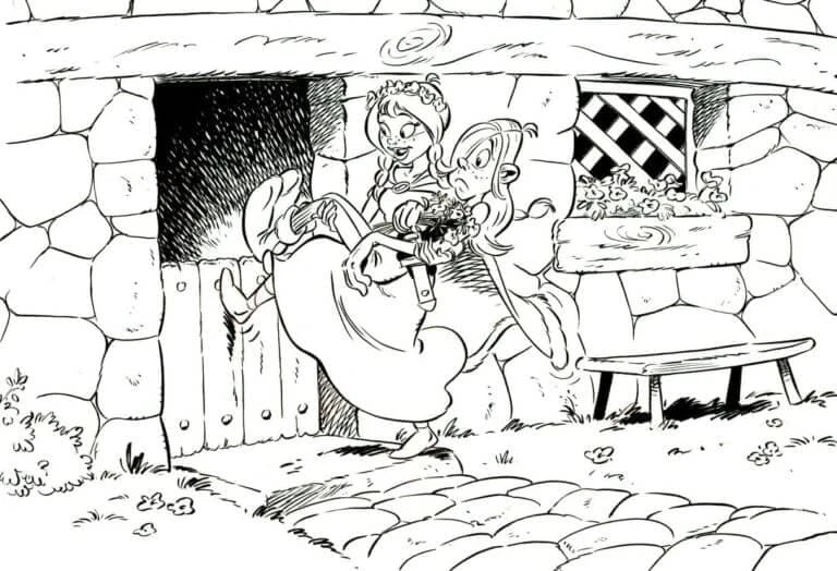 Asteriks ve Oburiks boyama sayfası – çizgi film temalı, basit çizim