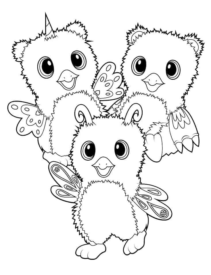 Hatchimals boyama sayfası – basit çizim, kolay boyama