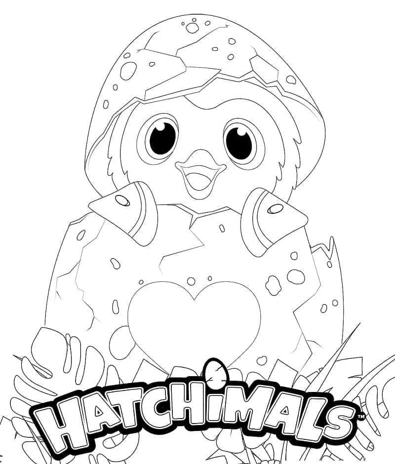Hatchimals boyama sayfası – sevimli karakter, sanatsal çalışma