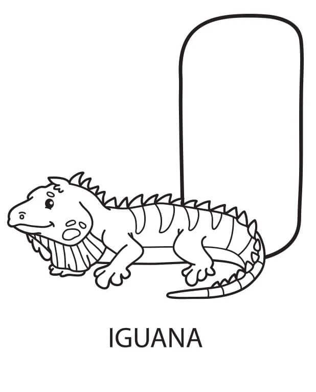 Iguana boyama sayfası – çizgi film temalı, basit çizim