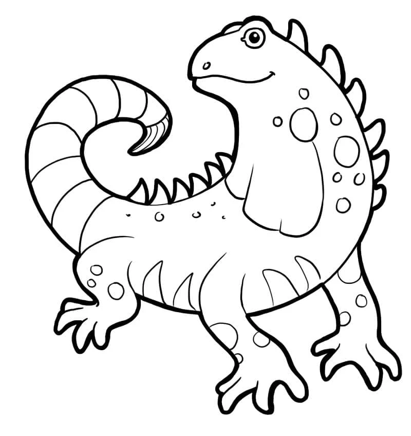 Iguana boyama sayfası – el becerilerini geliştirir, boyama çalışması