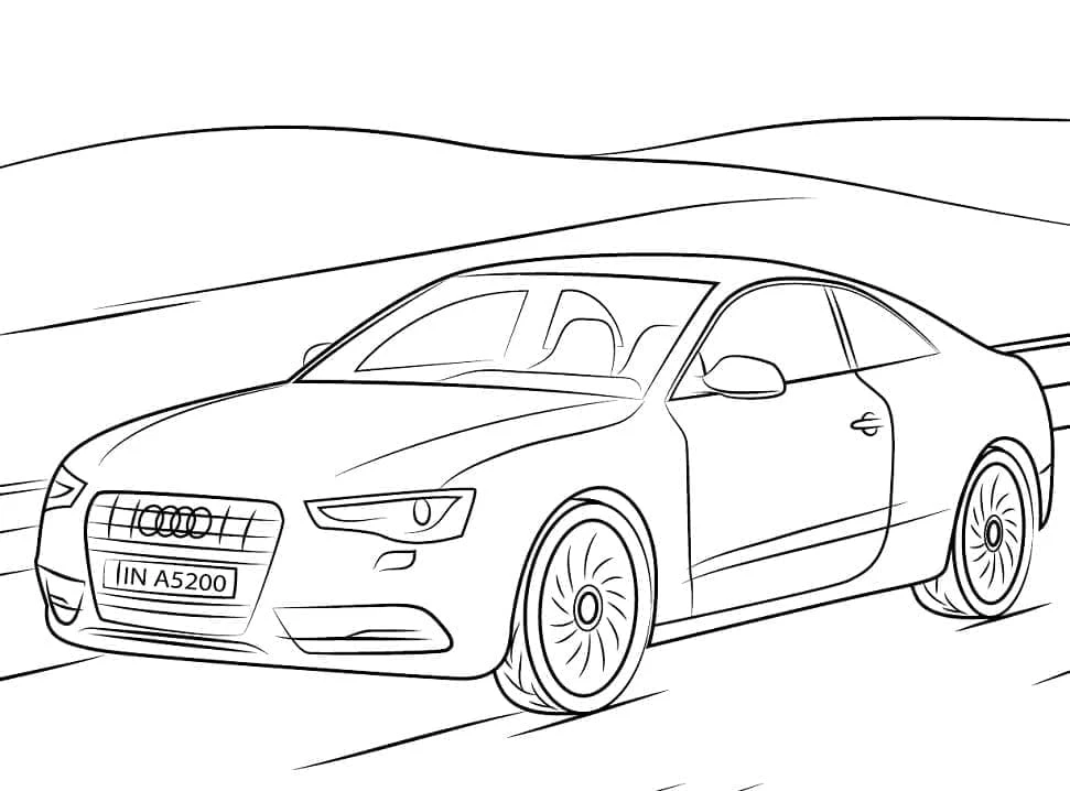 Audi boyama sayfası – sanatsal çalışma, çocuklar için