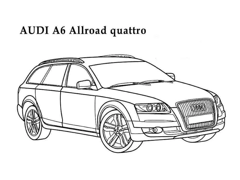 Audi boyama sayfası – kolay boyama, eğitici aktivite