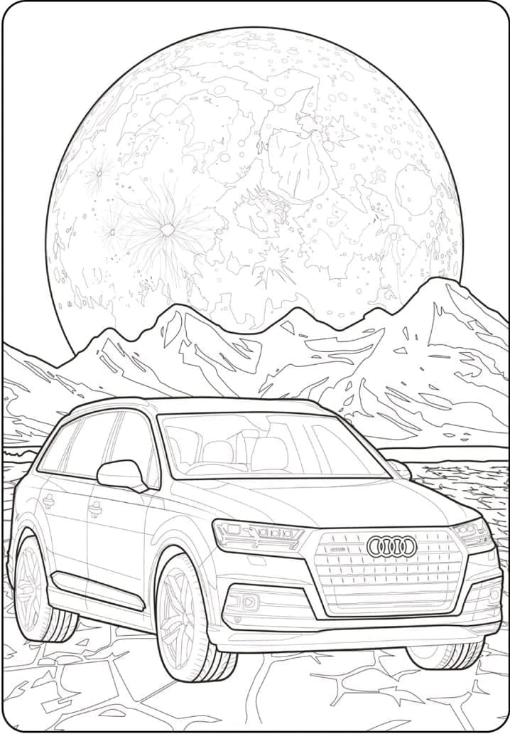 Audi boyama sayfası – boyama etkinliği, çocuk aktivitesi