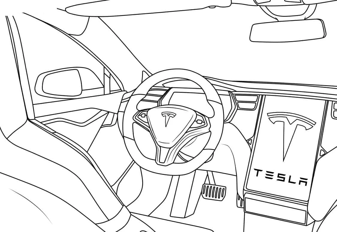 Tesla boyama sayfası #6 – mürekkep tasarrufu sağlar, PDF indir