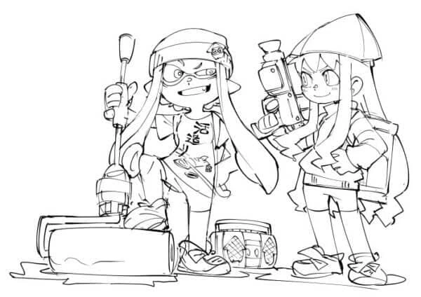 Splatoon boyama sayfası – çocuk aktivitesi, PDF indir