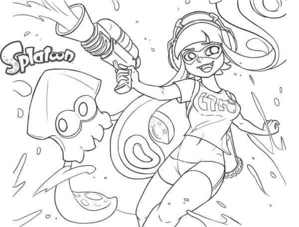 Splatoon boyama sayfası – sanatsal çalışma, çocuklar için