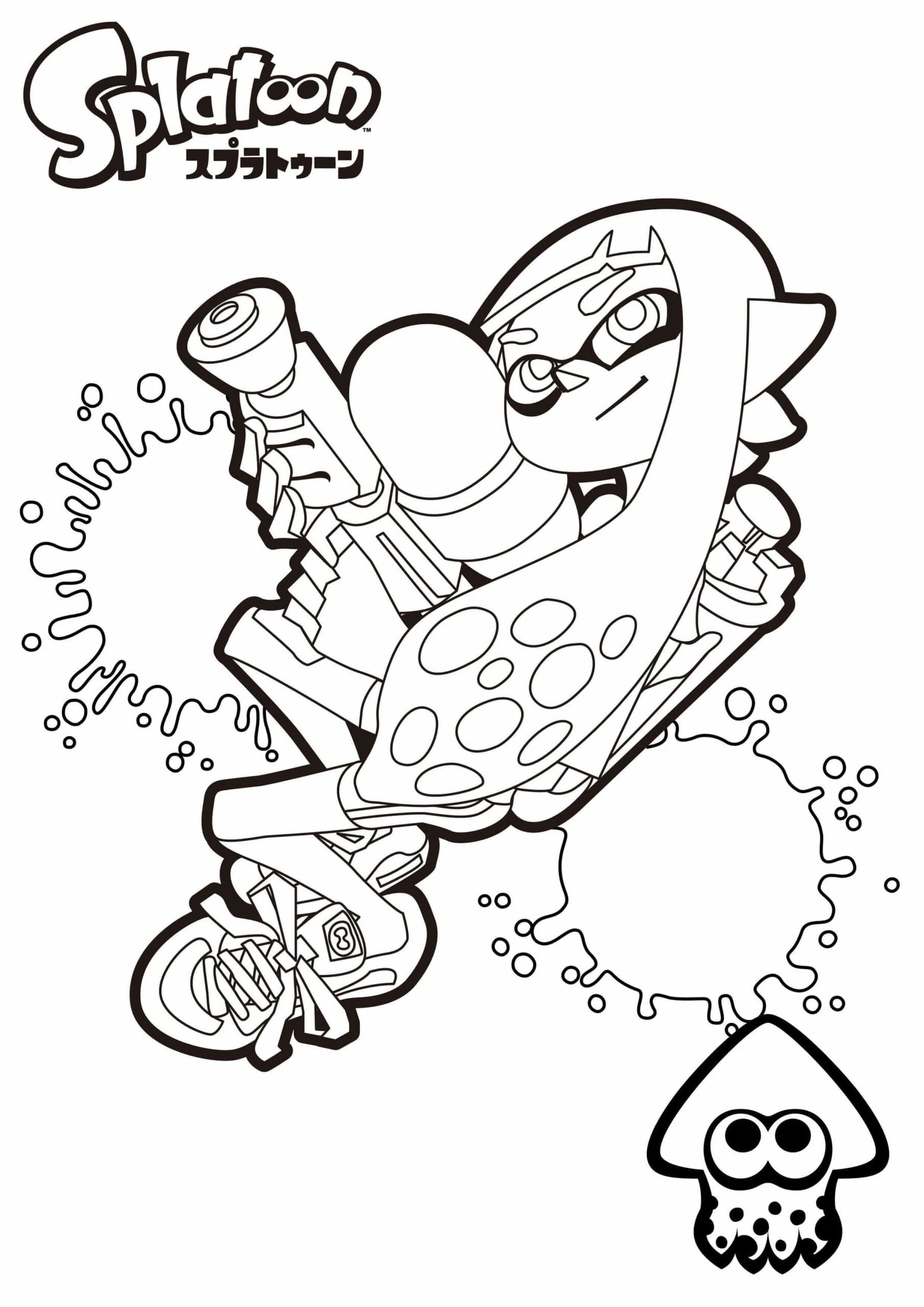 Splatoon boyama sayfası – basit çizim, kolay boyama