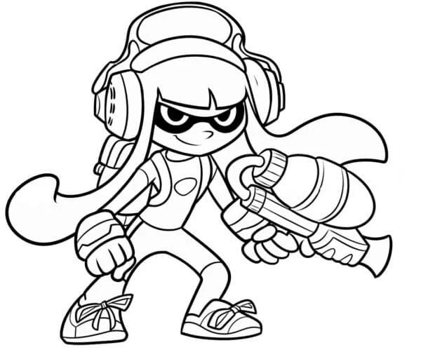 Splatoon boyama sayfası – çocuklar için, çizgi film temalı
