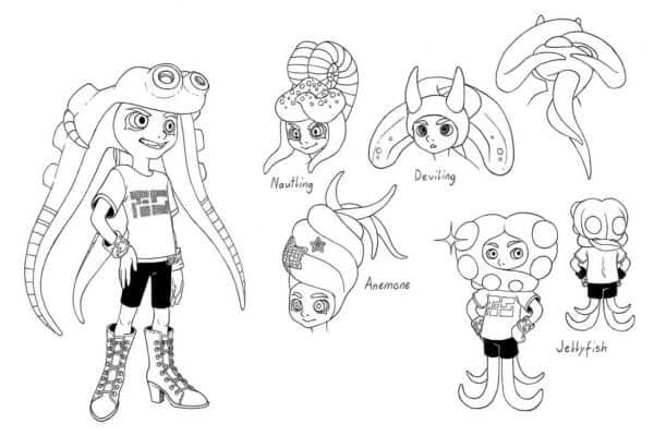 Splatoon boyama sayfası – sevimli karakter, sanatsal çalışma