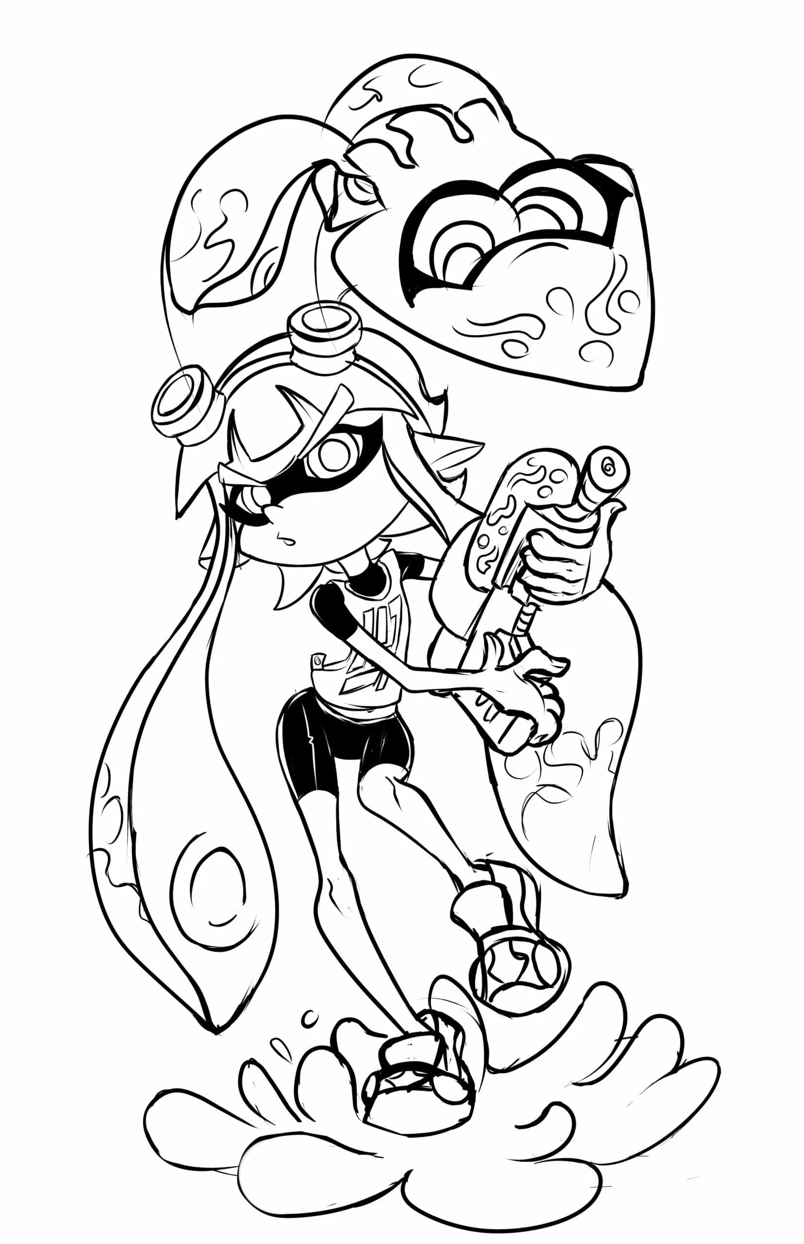 Splatoon boyama sayfası – sanatsal çalışma, çocuklar için