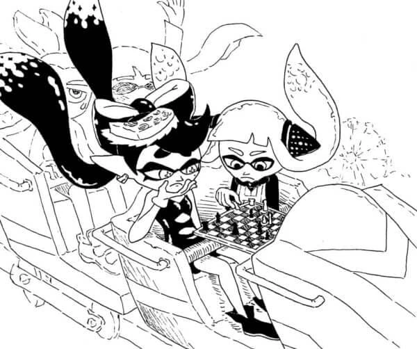 Splatoon boyama sayfası – sevimli karakter, sanatsal çalışma