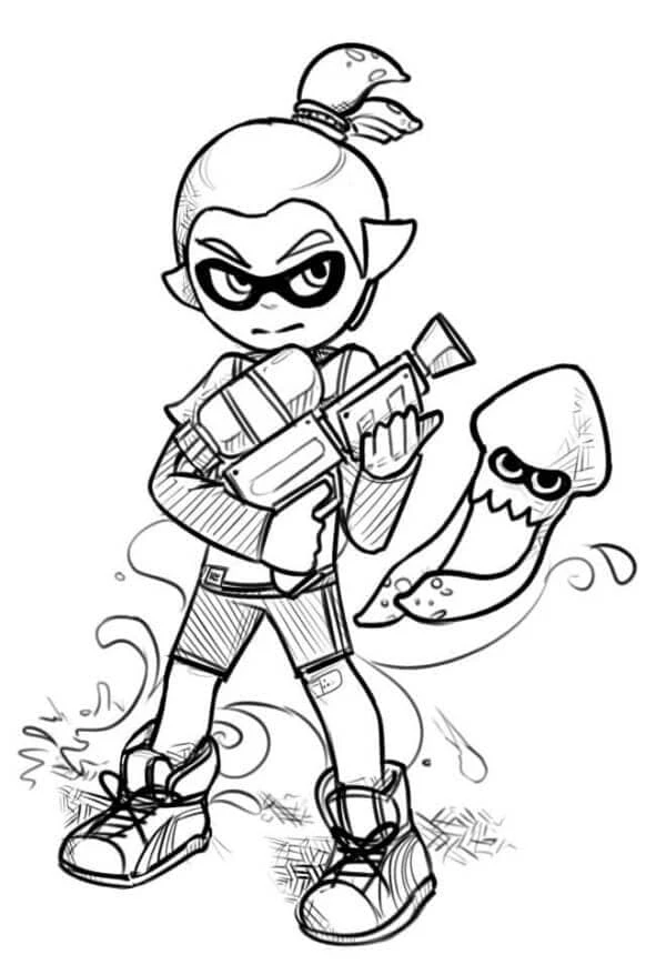 Splatoon boyama sayfası – sanatsal çalışma, çocuklar için