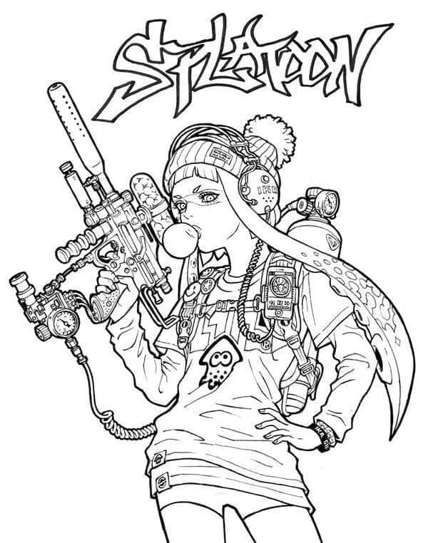 Splatoon boyama sayfası – çocuklar için, çizgi film temalı