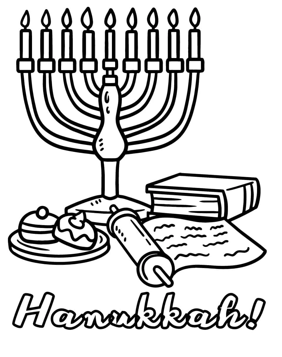 Hanuka boyama sayfası – renkli çizimler, okul öncesi