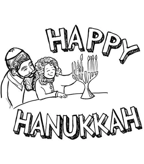 Hanuka boyama sayfası – çocuk aktivitesi, PDF indir
