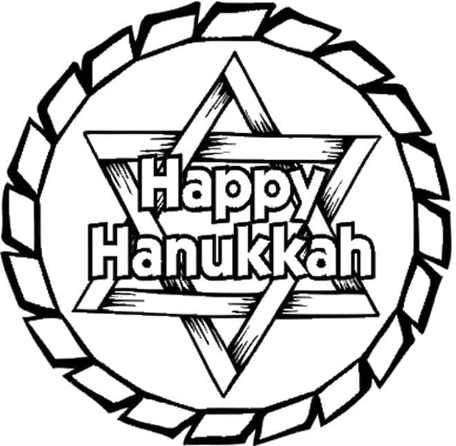 Hanuka boyama sayfası – basit çizim, kolay boyama