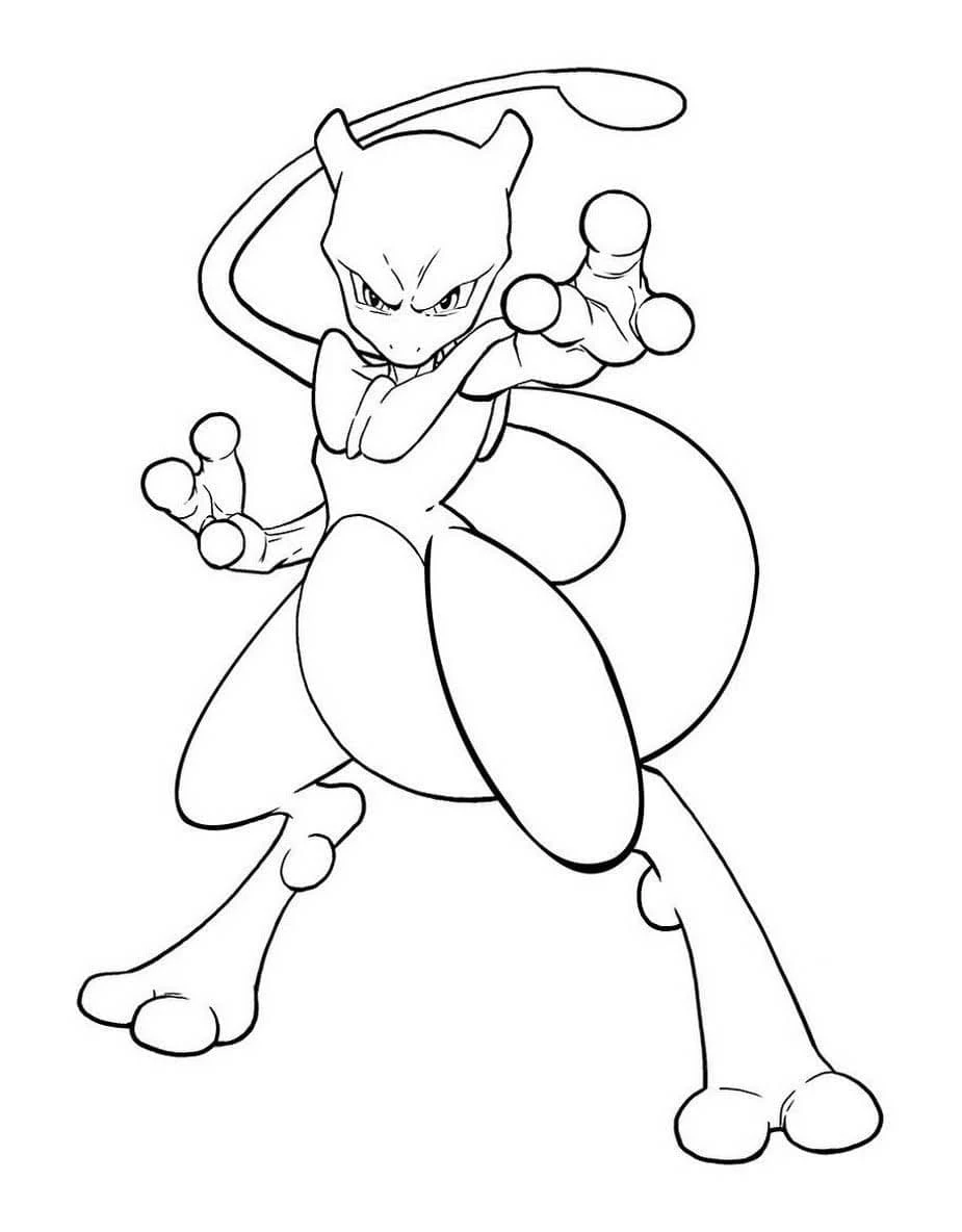 Mewtwo boyama sayfası – eğlenceli etkinlik, el becerilerini geliştirir