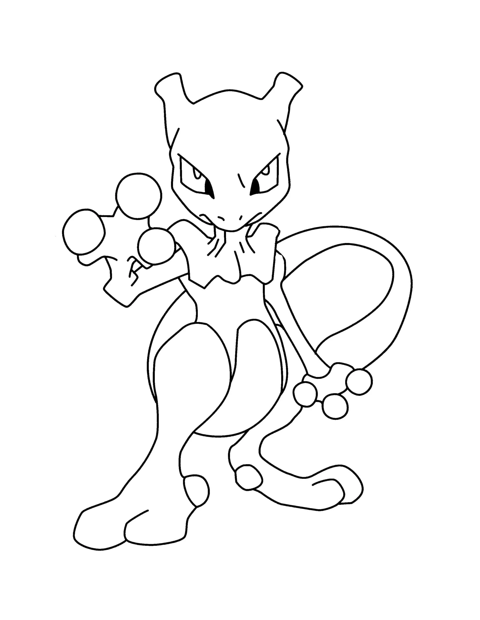 Mewtwo boyama sayfası – okul öncesi, evde etkinlik