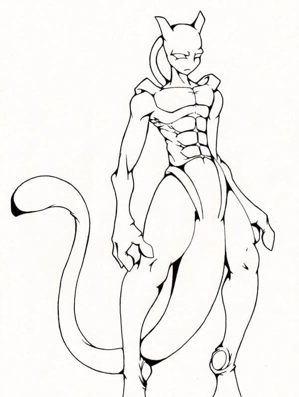 Mewtwo boyama sayfası – eğitici aktivite, yaratıcılık