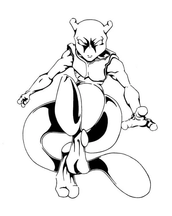 Mewtwo boyama sayfası – keyifli zaman, renkli çizimler