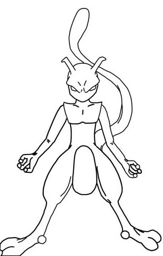Mewtwo boyama sayfası – sanatsal çalışma, çocuklar için