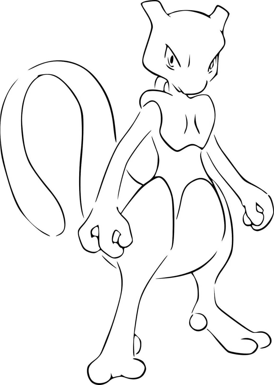 Mewtwo boyama sayfası – renkli çizimler, okul öncesi