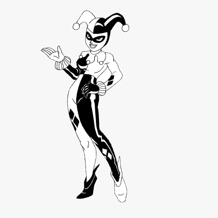 Harley Quinn boyama sayfası – yaratıcılığı geliştirir, keyifli zaman