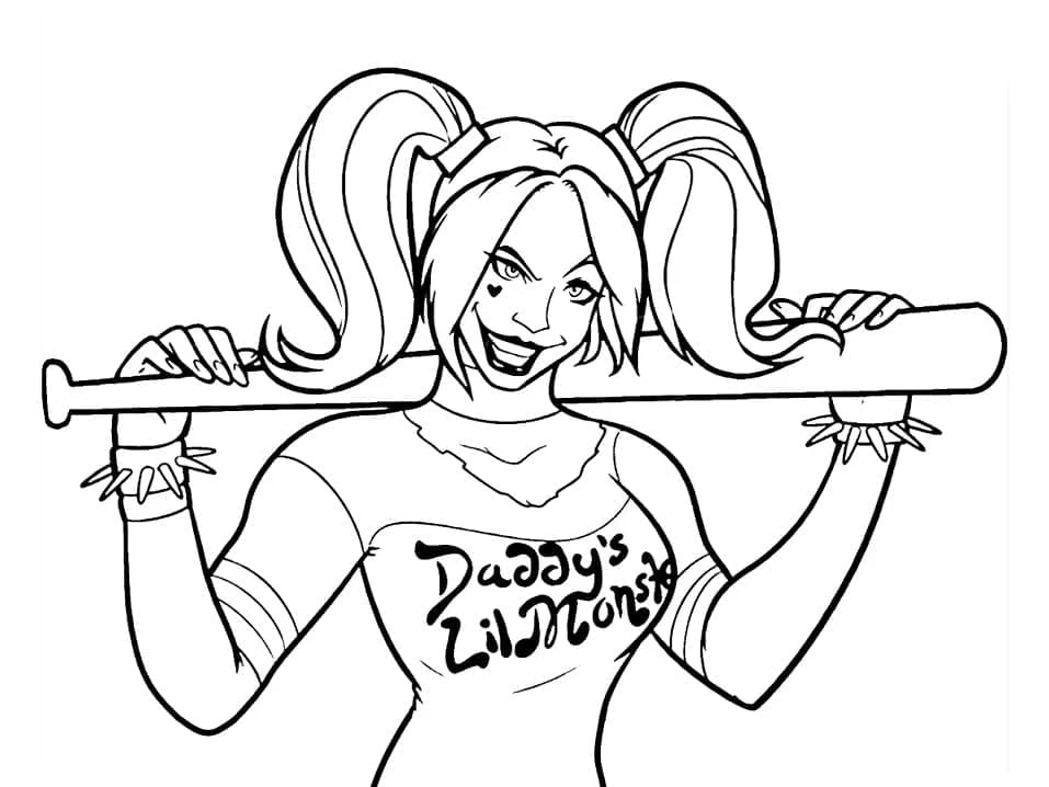 Harley Quinn boyama sayfası – boyama çalışması, yaratıcılığı geliştirir