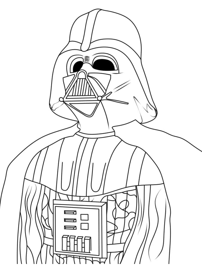 Darth Vader boyama sayfası – çizgi film temalı, basit çizim