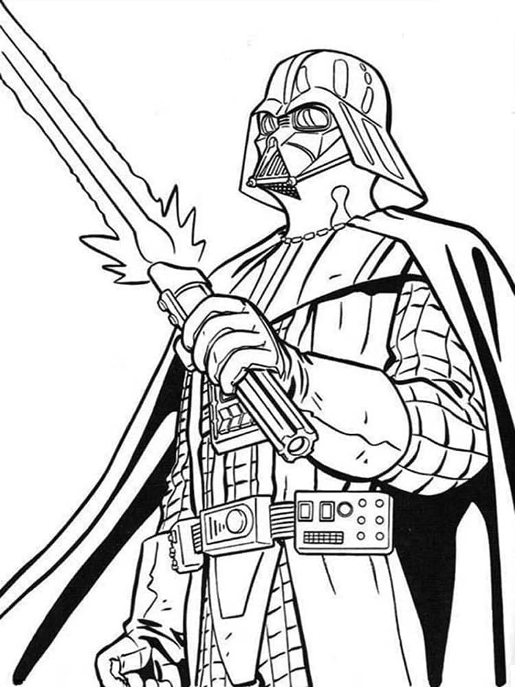 Darth Vader boyama sayfası – basit çizim, kolay boyama