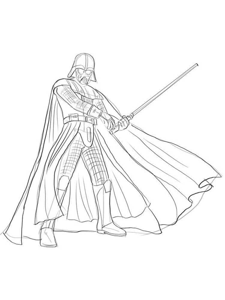 Darth Vader boyama sayfası – renkli çizimler, okul öncesi