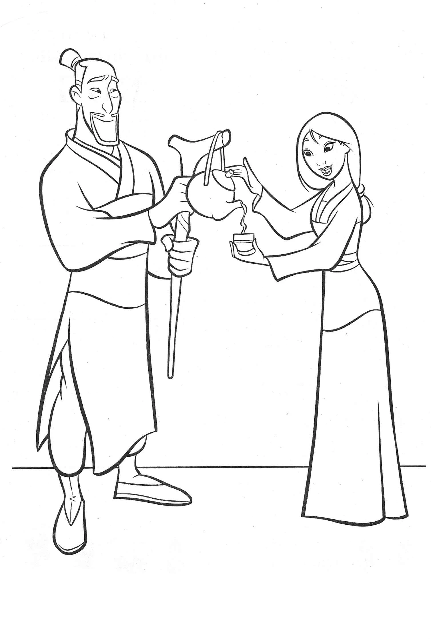 Mulan boyama sayfası #31 – basit çizim, yaz tatili etkinliği